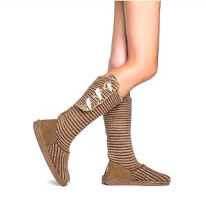 Bearpaw Women's Knit Tall Fold Over Boot